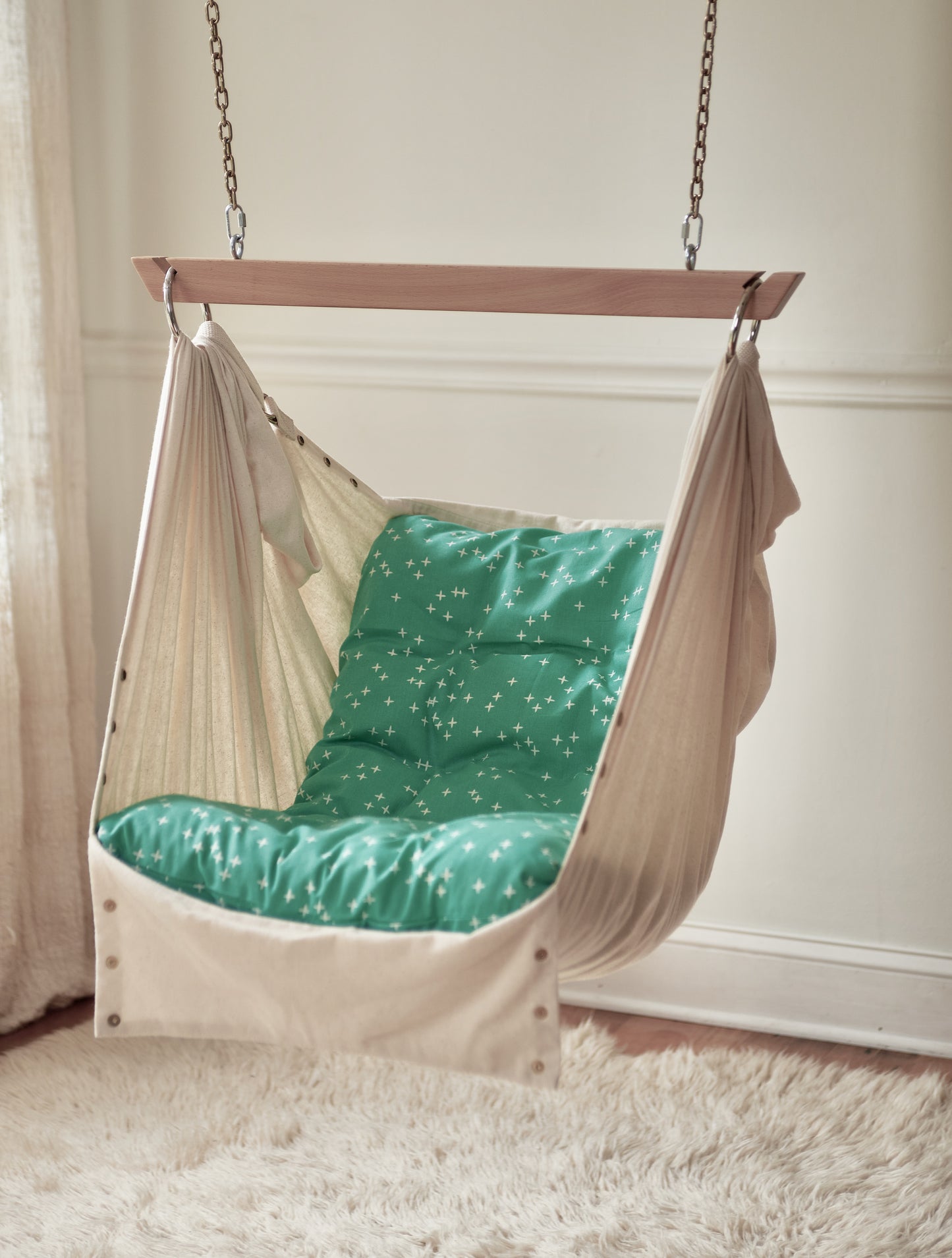 Natural Organic, Toddler, Baby Hammock, Hammock Chair, Sensory Swing, Organic Cotton Mint Sheet included