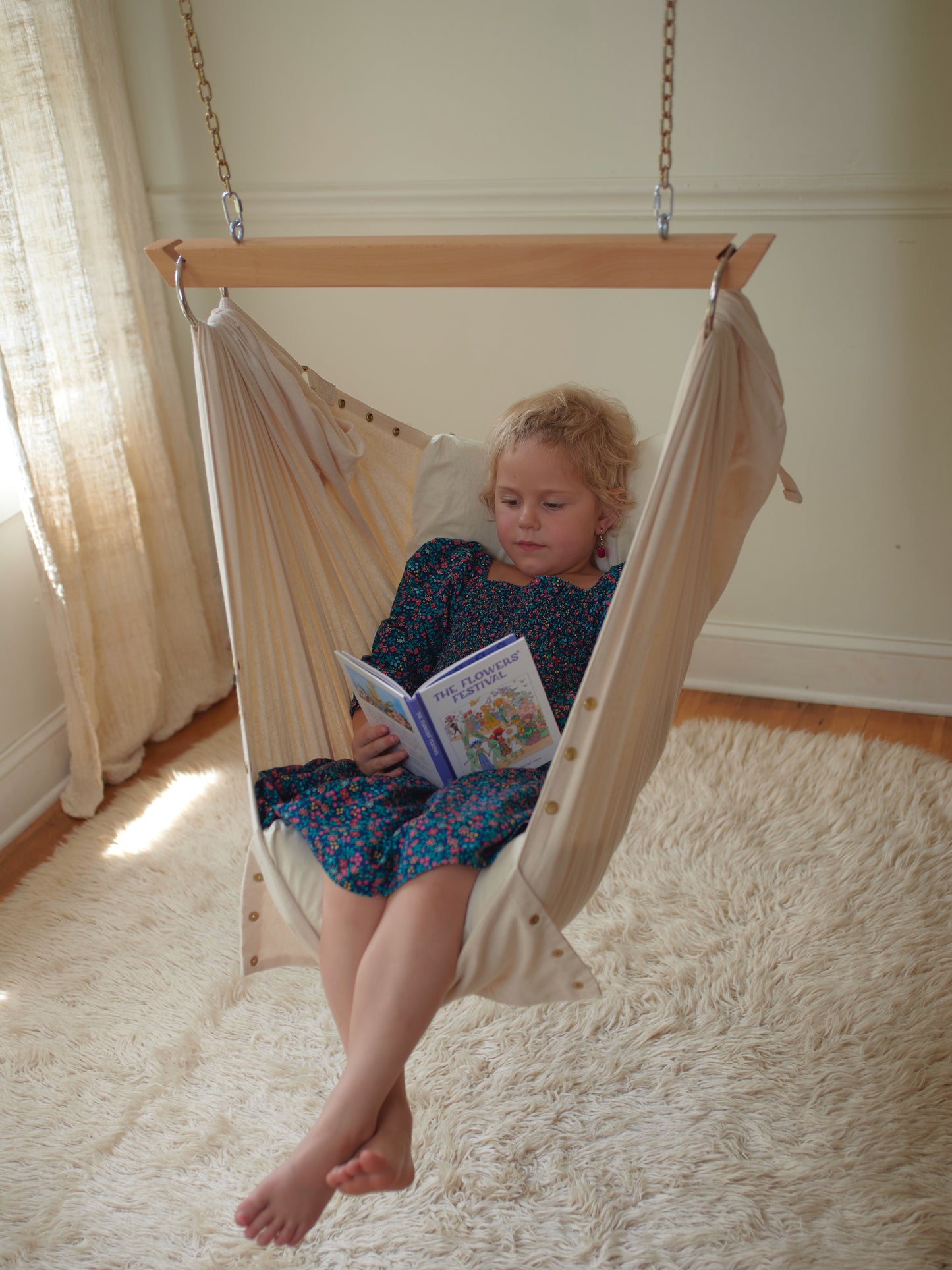 Adjustable Baby Swing, Natural, Organic, Toddler, Baby Hammock, Hammock Chair, Sensory Swing, Organic Cotton Teal Sheet Included