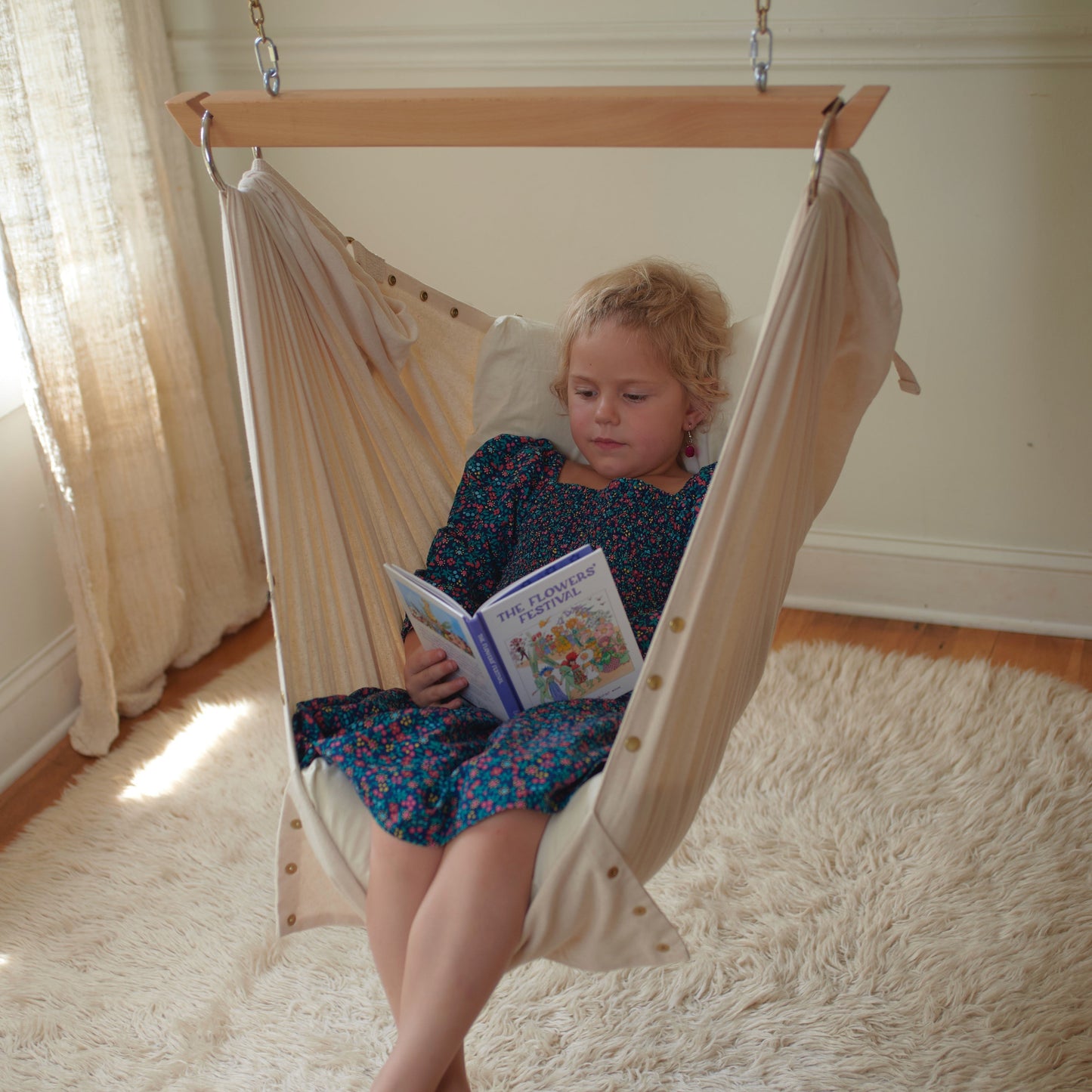Lunalay Baby Hammock | Complete Set with Organic Cotton Sheet | Adjustable, Natural & Handmade