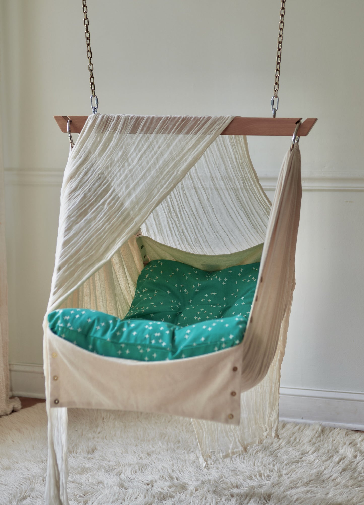 Natural Organic, Toddler, Baby Hammock, Hammock Chair, Sensory Swing, Organic Cotton Mint Sheet included