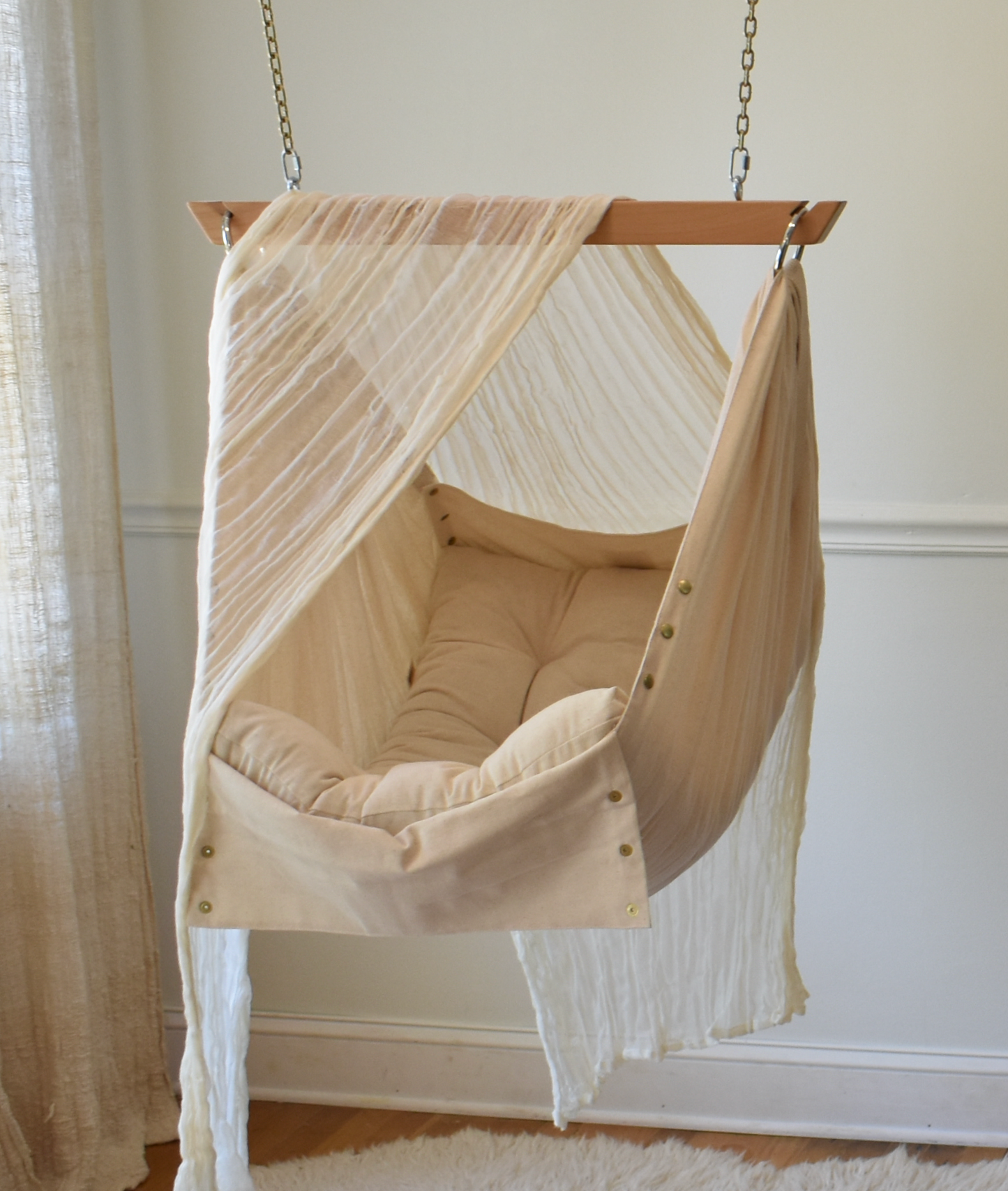 Adjustable Baby Swing, Natural, Organic, Toddler, Baby Hammock, Hammock Chair, Sensory Swing, Organic Cotton Cream Sheet Included