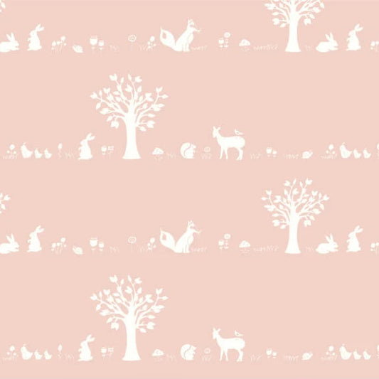Lunalay Organic Cotton Mattress Cover - Woodland Creatures Blush