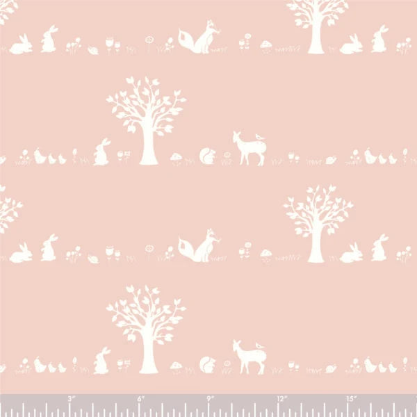 Lunalay Organic Cotton Mattress Cover - Woodland Creatures Blush